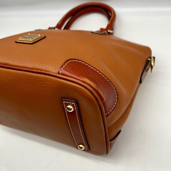 Dooney & Bourke Brown Pebbled Grain Leather Charli Covertible Satchel Bag - Picture 6 of 11